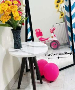 কফি টেবিল / সাদা মার্বেল HPL ,পায়া তেঁতুল বিচি কালার