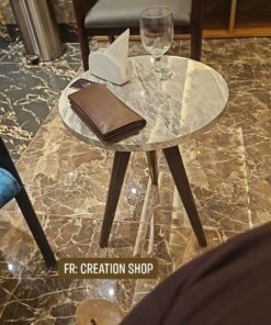 কফি টেবিল/ সিলভার HPL মার্বেল/ নিচের পায়া তেঁতুল বিচি কালার