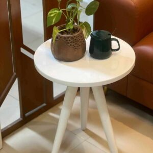 কফি টেবিল /প্লেইন সাদা / ফুল সাদা