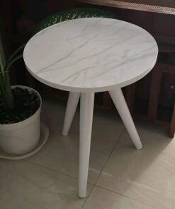 "কফি টেবিল  "সাদা মার্বেল সাদা পায়া  সাদা বর্ডার  মেলামাইন
