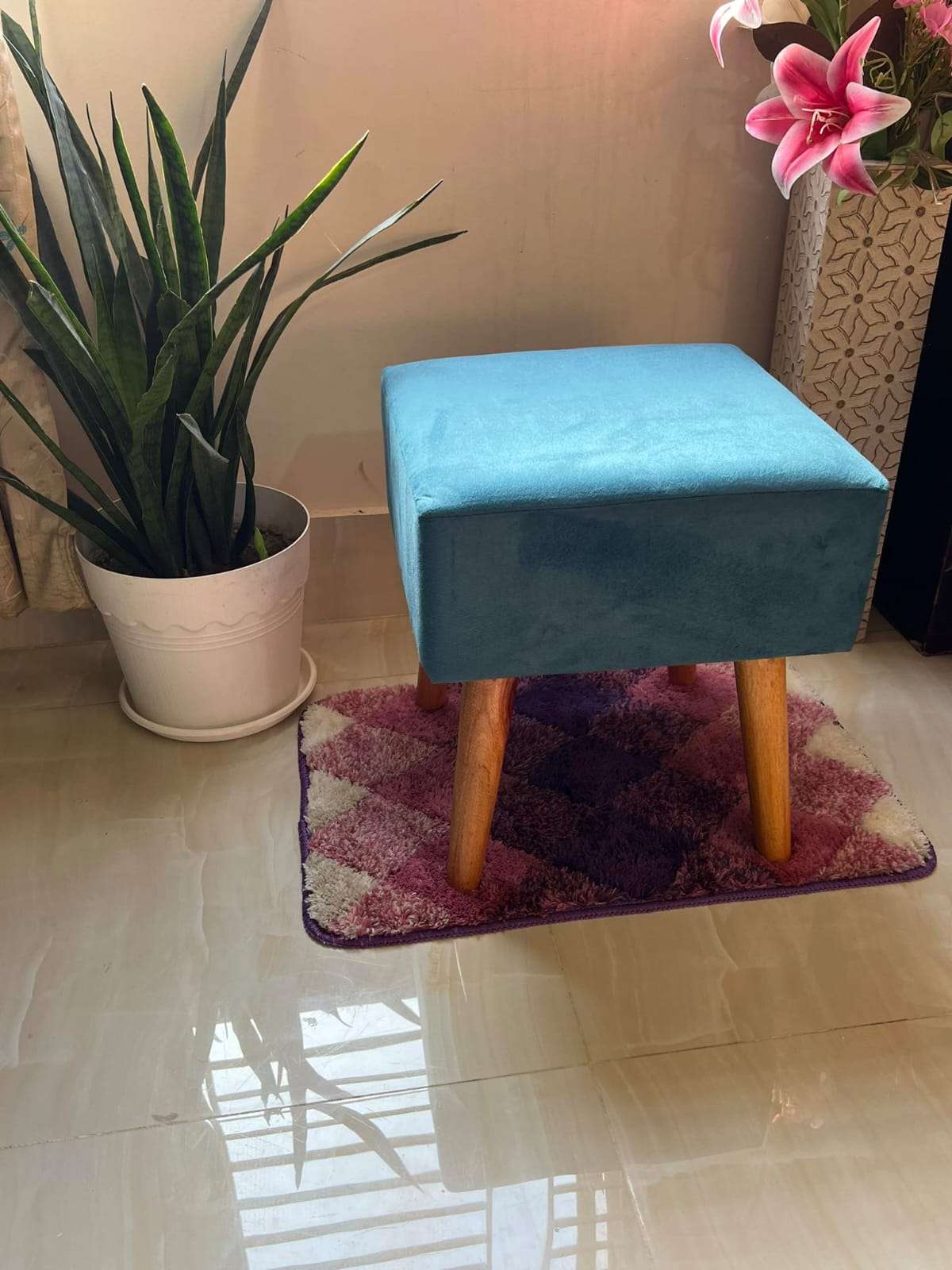 টিল ব্লু / Teal blue 💙 স্কয়ার / পায়া কাঠ কালার